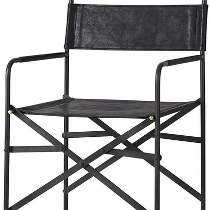 30" Black Leather And Metal Bar Height Bar Chair HomeRoots