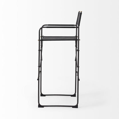 30" Black Leather And Metal Bar Height Bar Chair HomeRoots