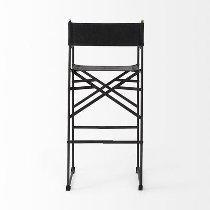 30" Black Leather And Metal Bar Height Bar Chair HomeRoots