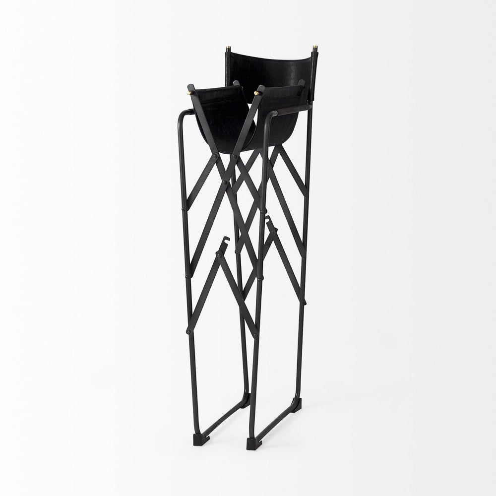30" Black Leather And Metal Bar Height Bar Chair HomeRoots