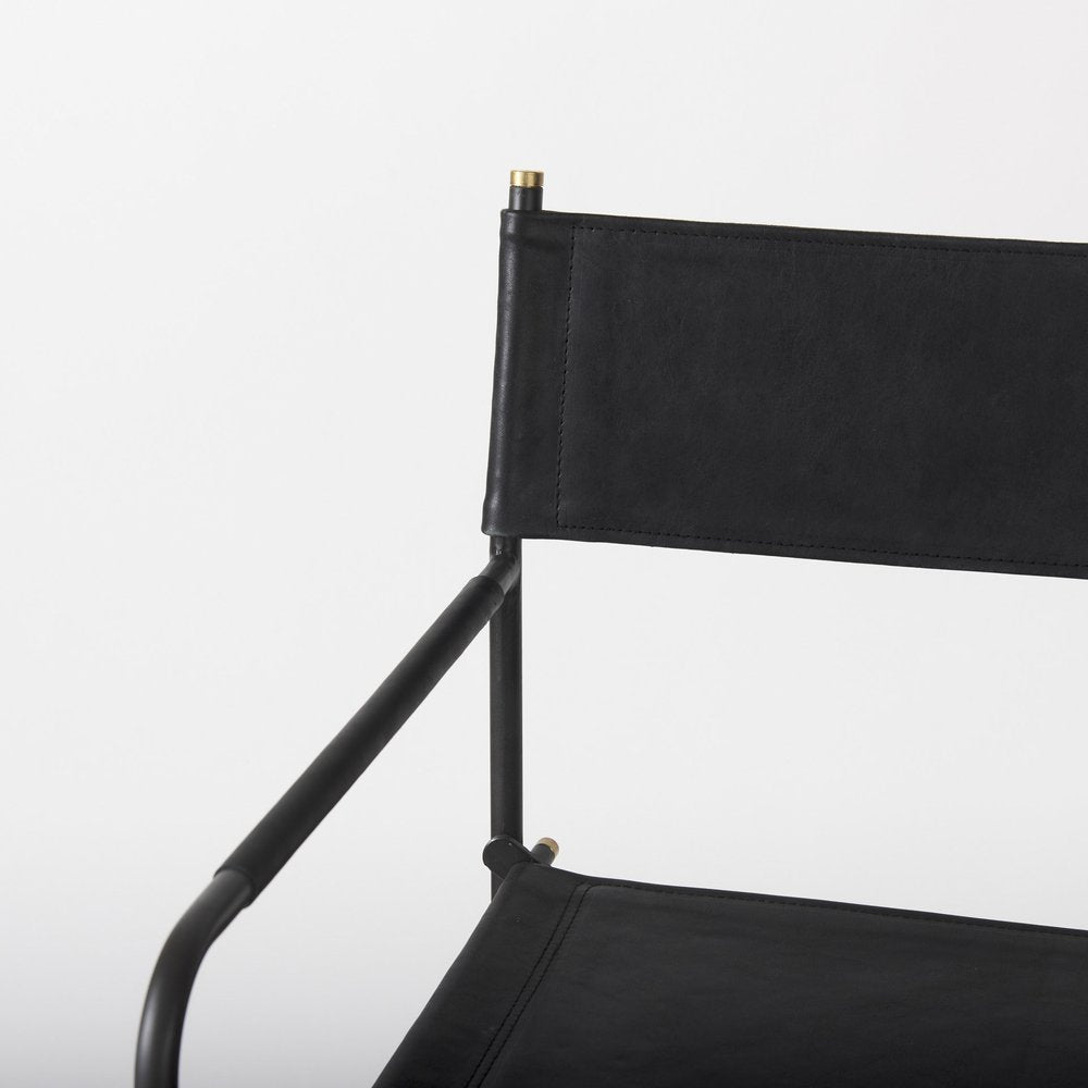 30" Black Leather And Metal Bar Height Bar Chair HomeRoots