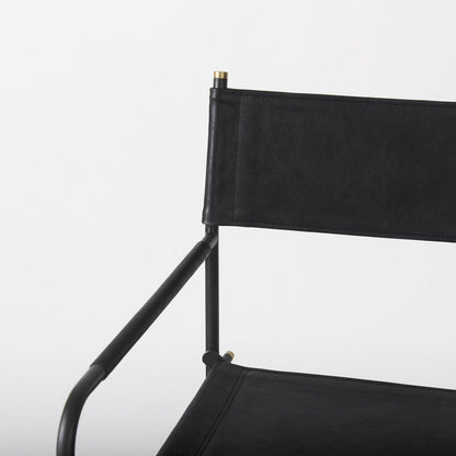 30" Black Leather And Metal Bar Height Bar Chair HomeRoots
