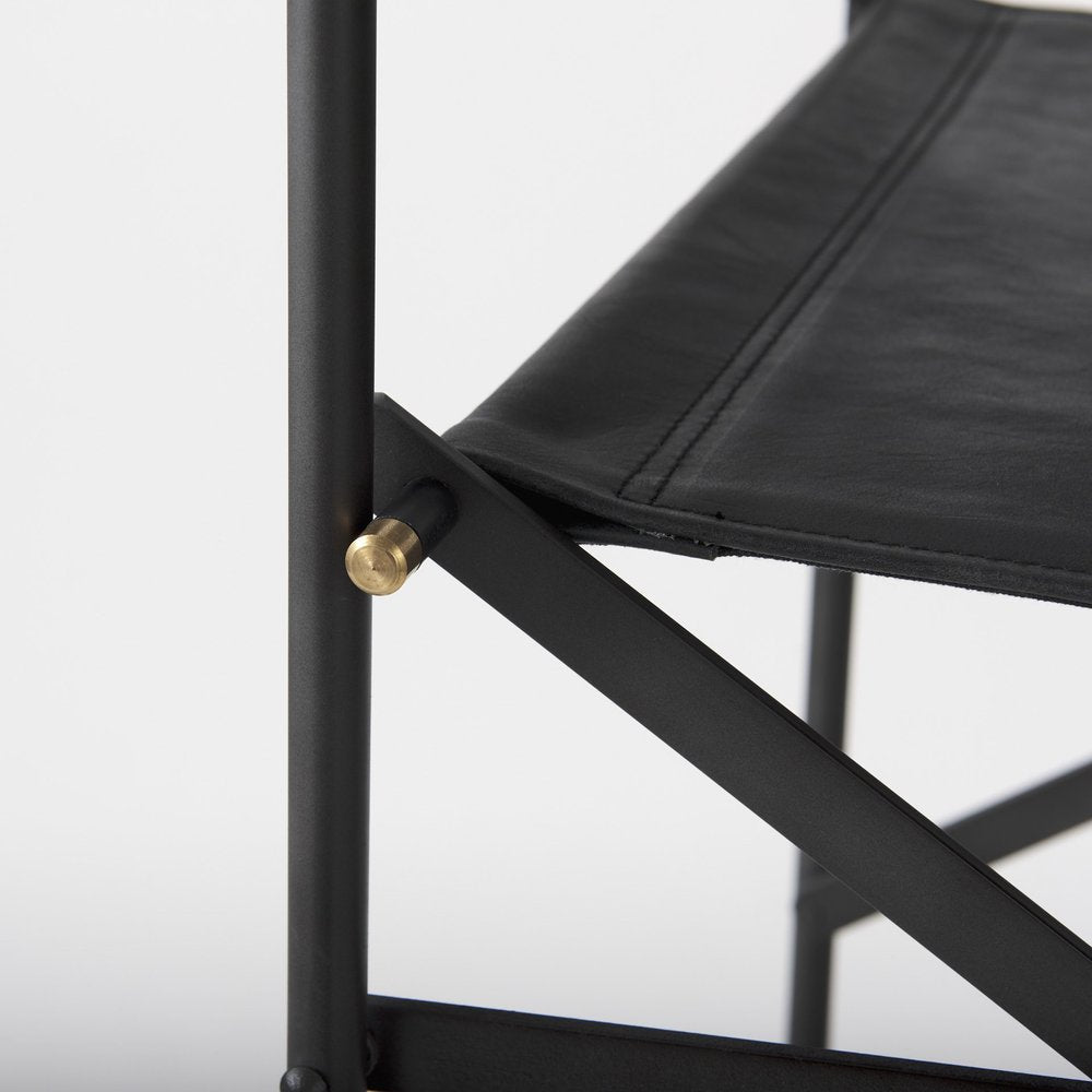 30" Black Leather And Metal Bar Height Bar Chair HomeRoots