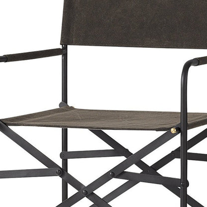 30" Brown And Black Leather And Metal Bar Chair HomeRoots