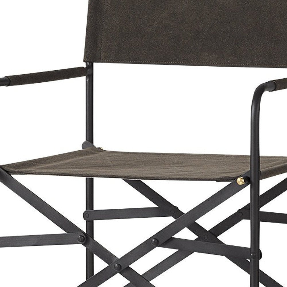 30" Brown And Black Leather And Metal Bar Chair — view 11