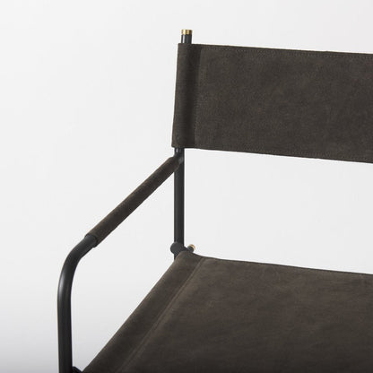 30" Brown And Black Leather And Metal Bar Chair HomeRoots