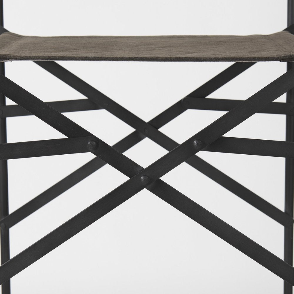 30" Brown And Black Leather And Metal Bar Chair HomeRoots