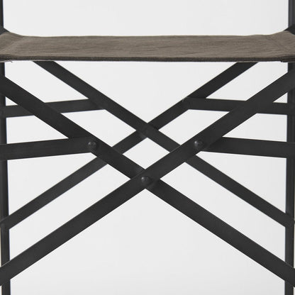 30" Brown And Black Leather And Metal Bar Chair HomeRoots