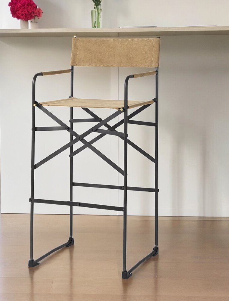 35" Brown And Black Leather And Iron Bar Chair HomeRoots