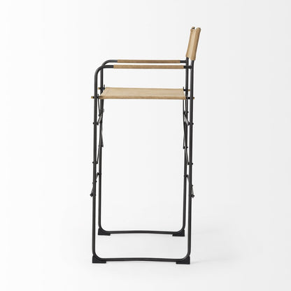 35" Brown And Black Leather And Iron Bar Chair HomeRoots