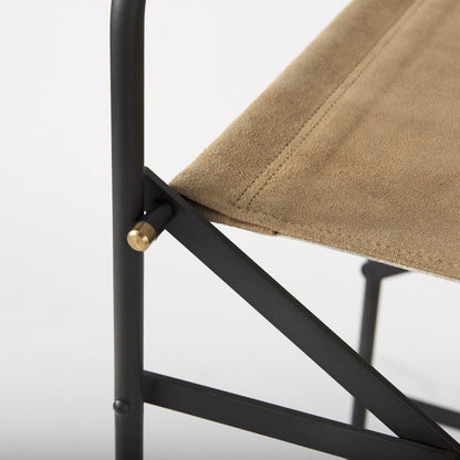 35" Brown And Black Leather And Iron Bar Chair HomeRoots