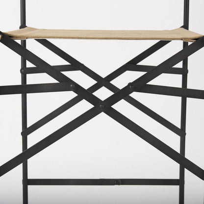 35" Brown And Black Leather And Iron Bar Chair HomeRoots