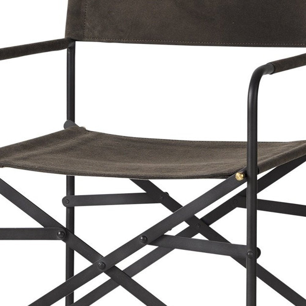26" Brown And Black Leather And Metal Bar Chair HomeRoots