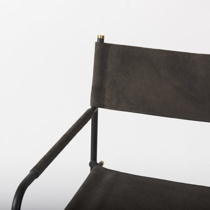 26" Brown And Black Leather And Metal Bar Chair HomeRoots
