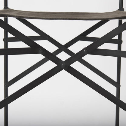 26" Brown And Black Leather And Metal Bar Chair HomeRoots