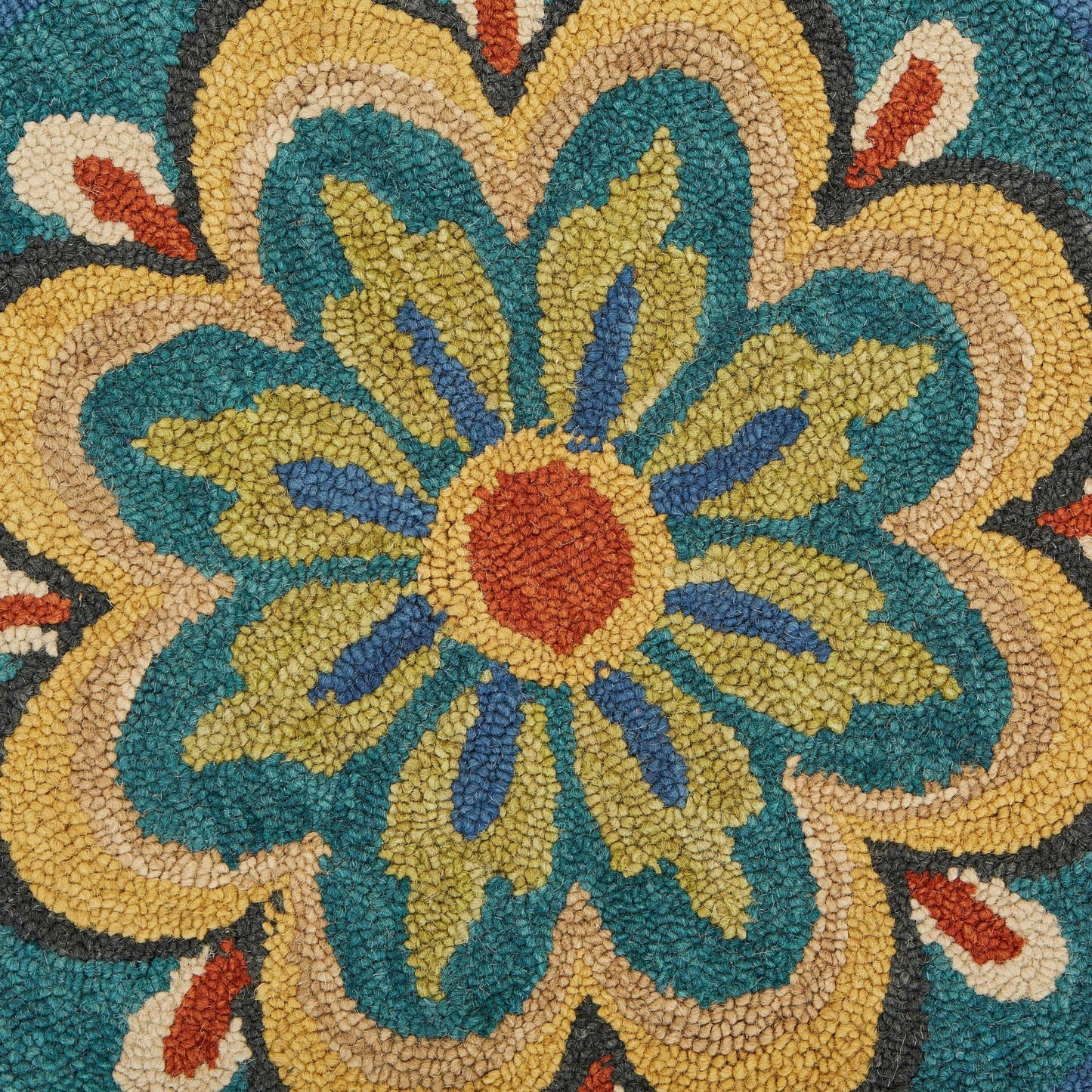 4’ Round Blue Floral Mandala Area Rug