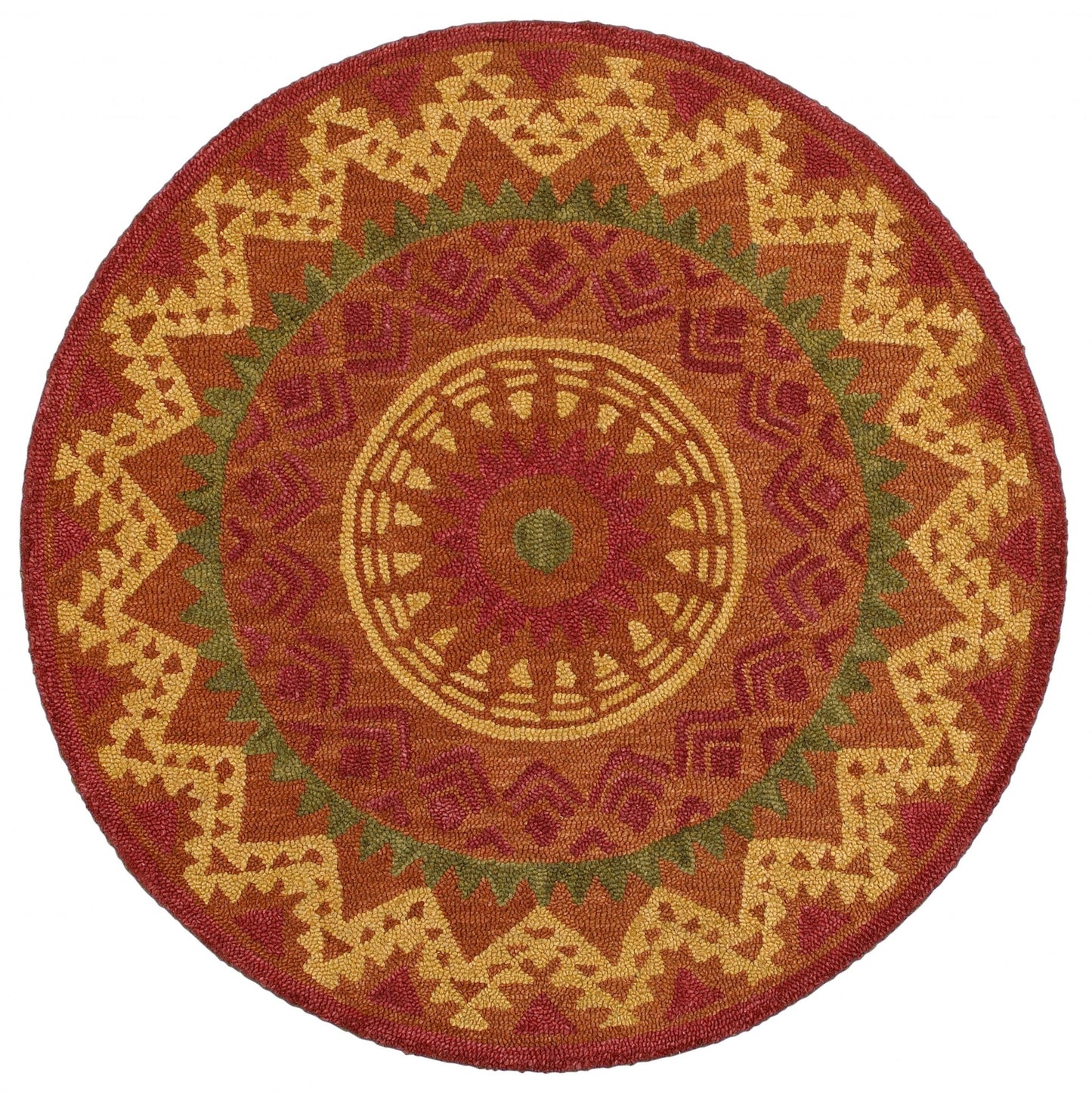 4' Round Orange Decorative Area Rug - 96.0" (L) x 132.0" (W) x 0.39" (H)