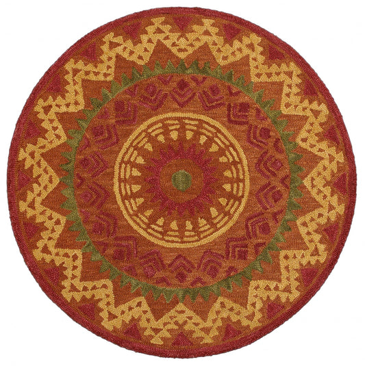 4' Round Orange Decorative Area Rug - 96.0" (L) x 132.0" (W) x 0.39" (H)