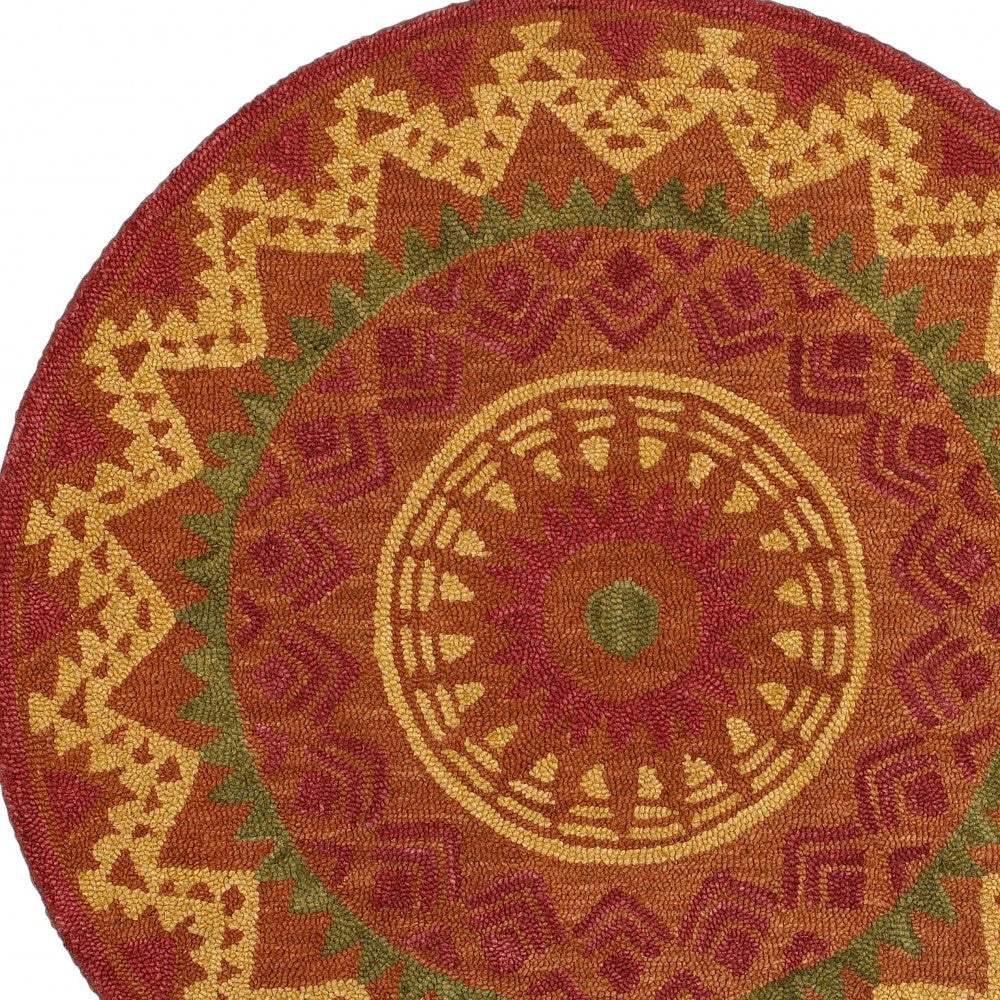 4' Round Orange Decorative Area Rug - 96.0" (L) x 132.0" (W) x 0.39" (H)