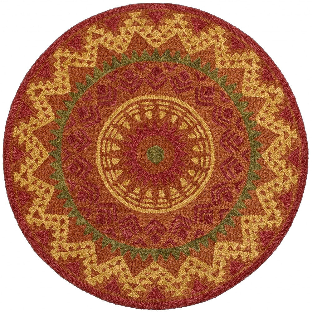 4' Round Orange Decorative Area Rug - 96.0" (L) x 132.0" (W) x 0.39" (H)