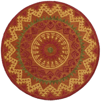 4' Round Orange Decorative Area Rug - 96.0" (L) x 132.0" (W) x 0.39" (H)