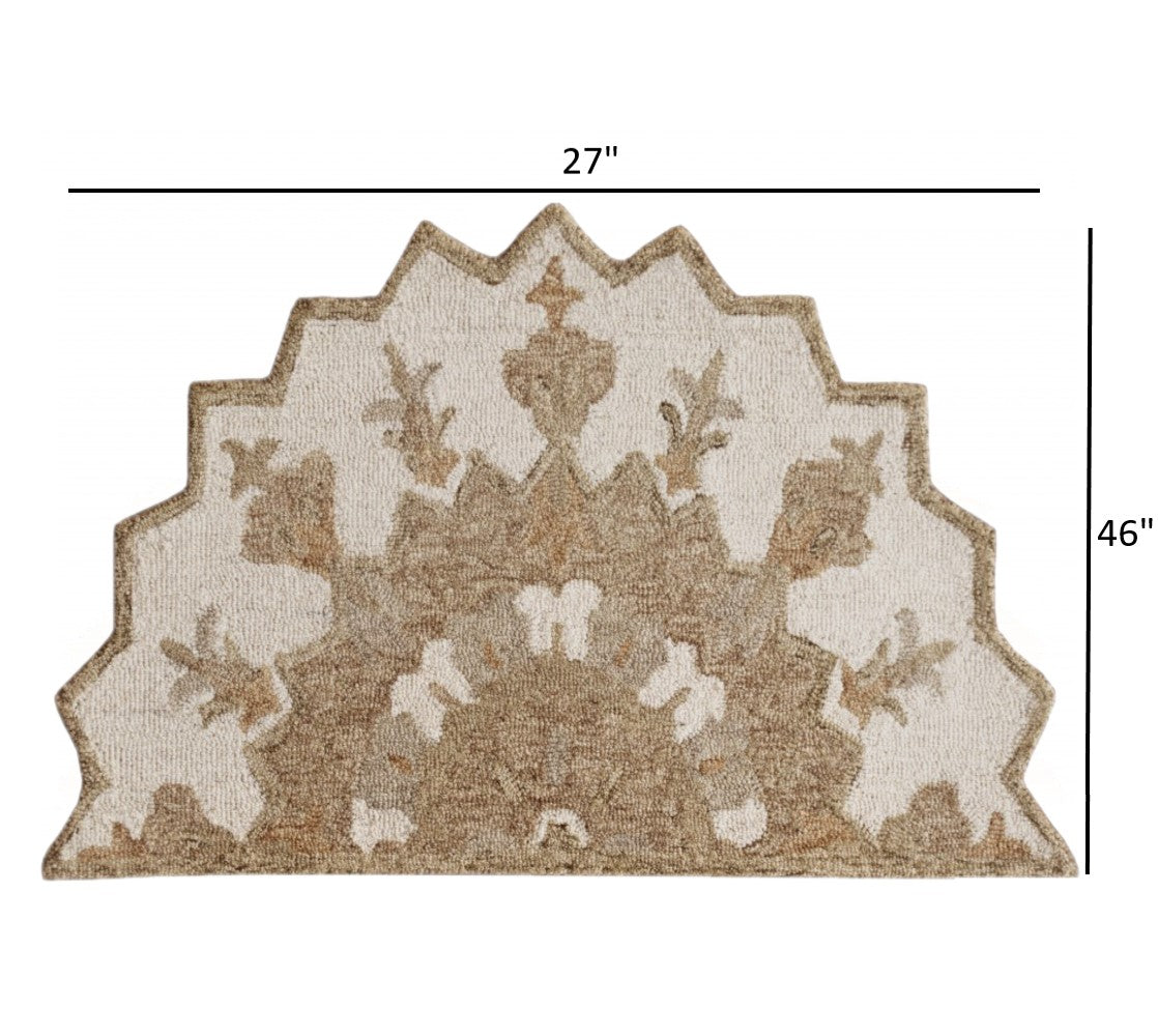 2’ X 4’ Tan Retro Modern Medallion Hearth Rug