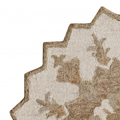 2’ X 4’ Tan Retro Modern Medallion Hearth Rug