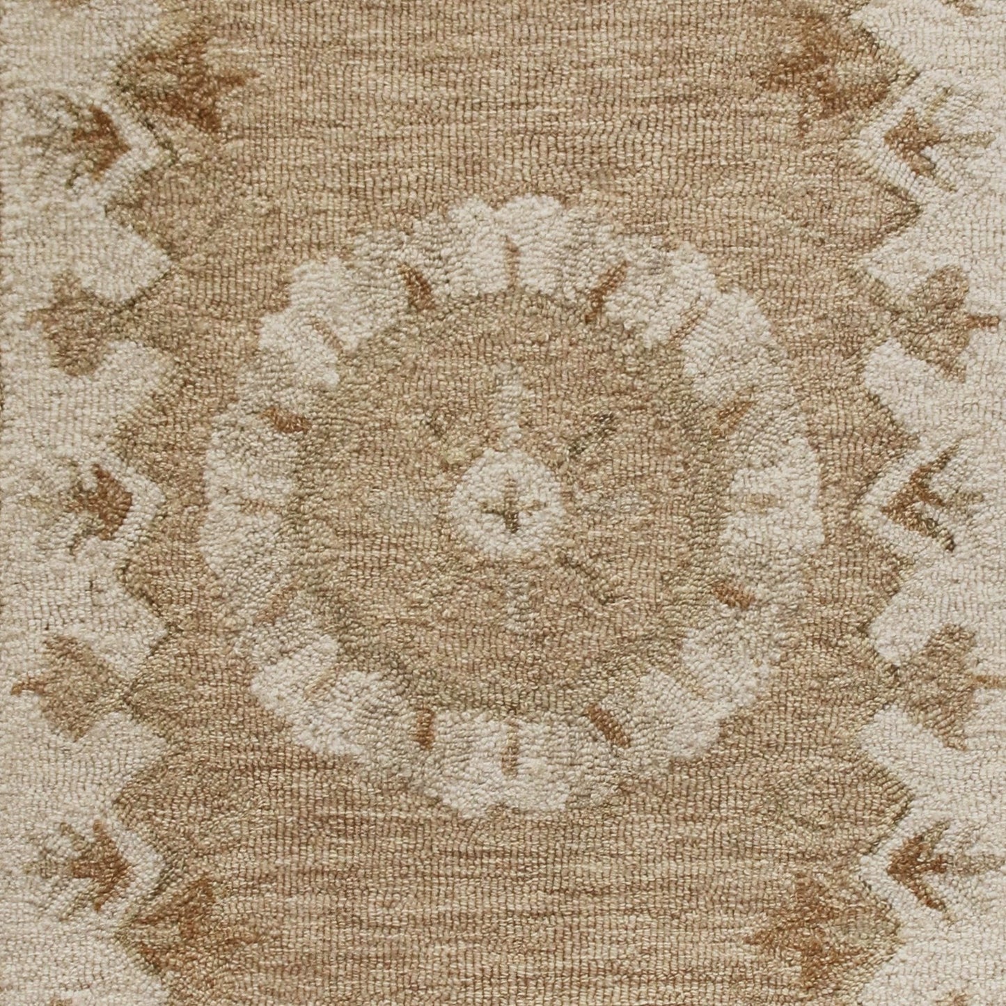 2’ X 4’ Tan Retro Modern Medallion Hearth Rug