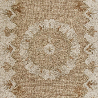 2’ X 4’ Tan Retro Modern Medallion Hearth Rug