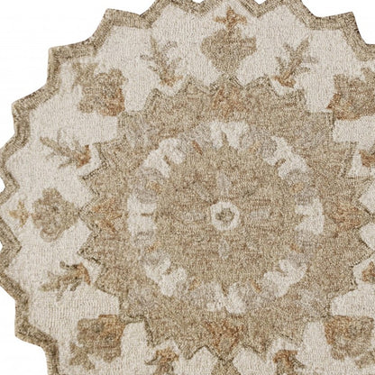 2’ X 4’ Tan Retro Modern Medallion Hearth Rug