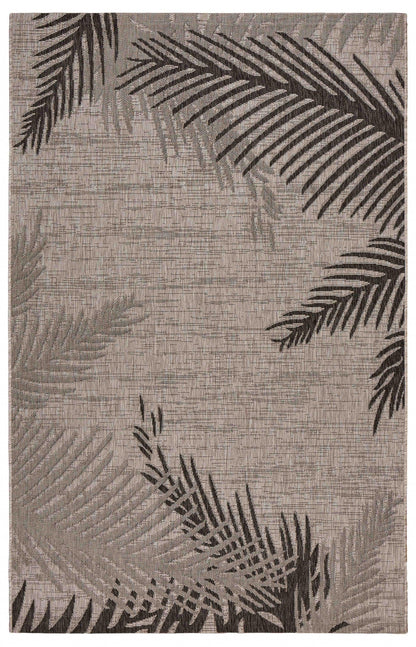 5' X 7' Beige Floral Indoor Outdoor Area Rug - FurniFindUSA