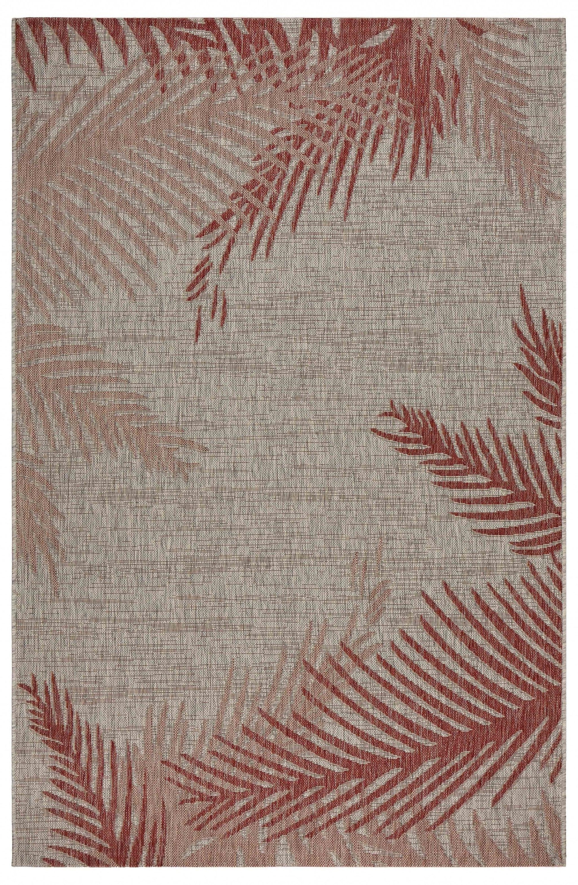 5' X 7' Beige Floral Indoor Outdoor Area Rug - FurniFindUSA