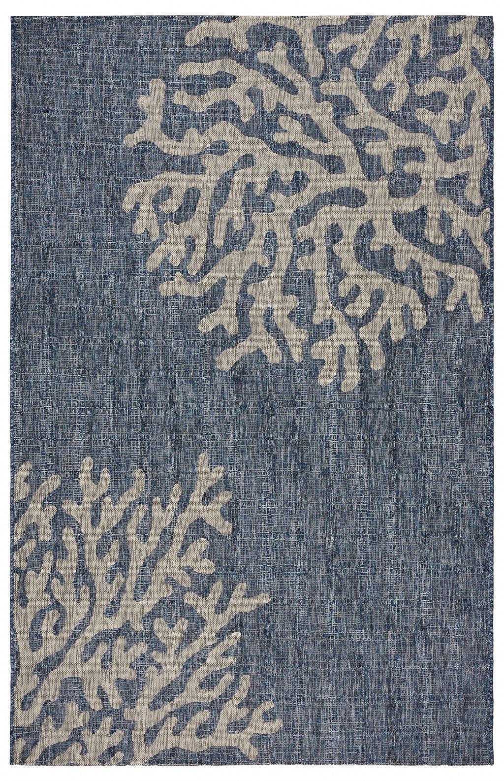 5' X 7' Blue And Gray Indoor Outdoor Area Rug - FurniFindUSA