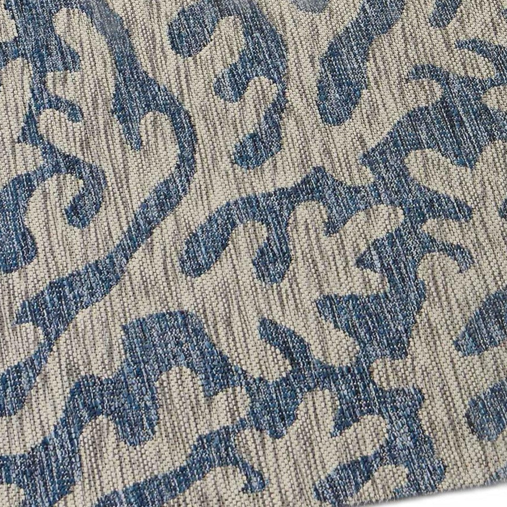 5' X 7' Blue And Gray Indoor Outdoor Area Rug