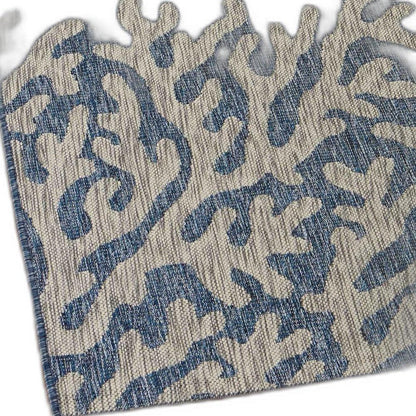 5' X 7' Blue And Gray Indoor Outdoor Area Rug - FurniFindUSA