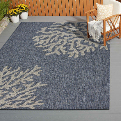 5' X 7' Blue And Gray Indoor Outdoor Area Rug - FurniFindUSA