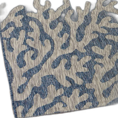 8' X 9' Blue And Gray Indoor Outdoor Area Rug - 0" (L) x 113" (W) x 93" (H)