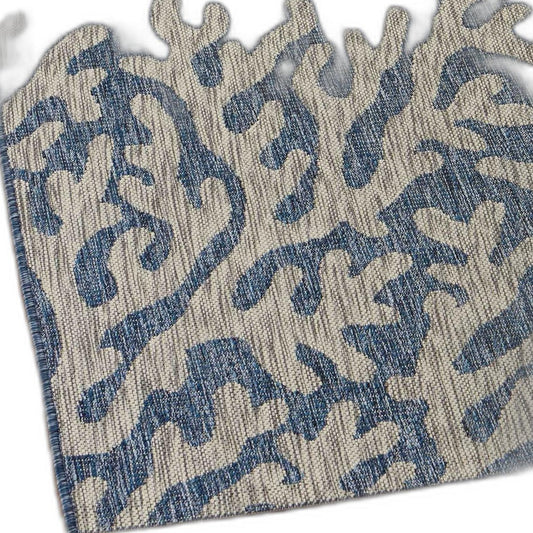 8' X 9' Blue And Gray Indoor Outdoor Area Rug - 0" (L) x 113" (W) x 93" (H)