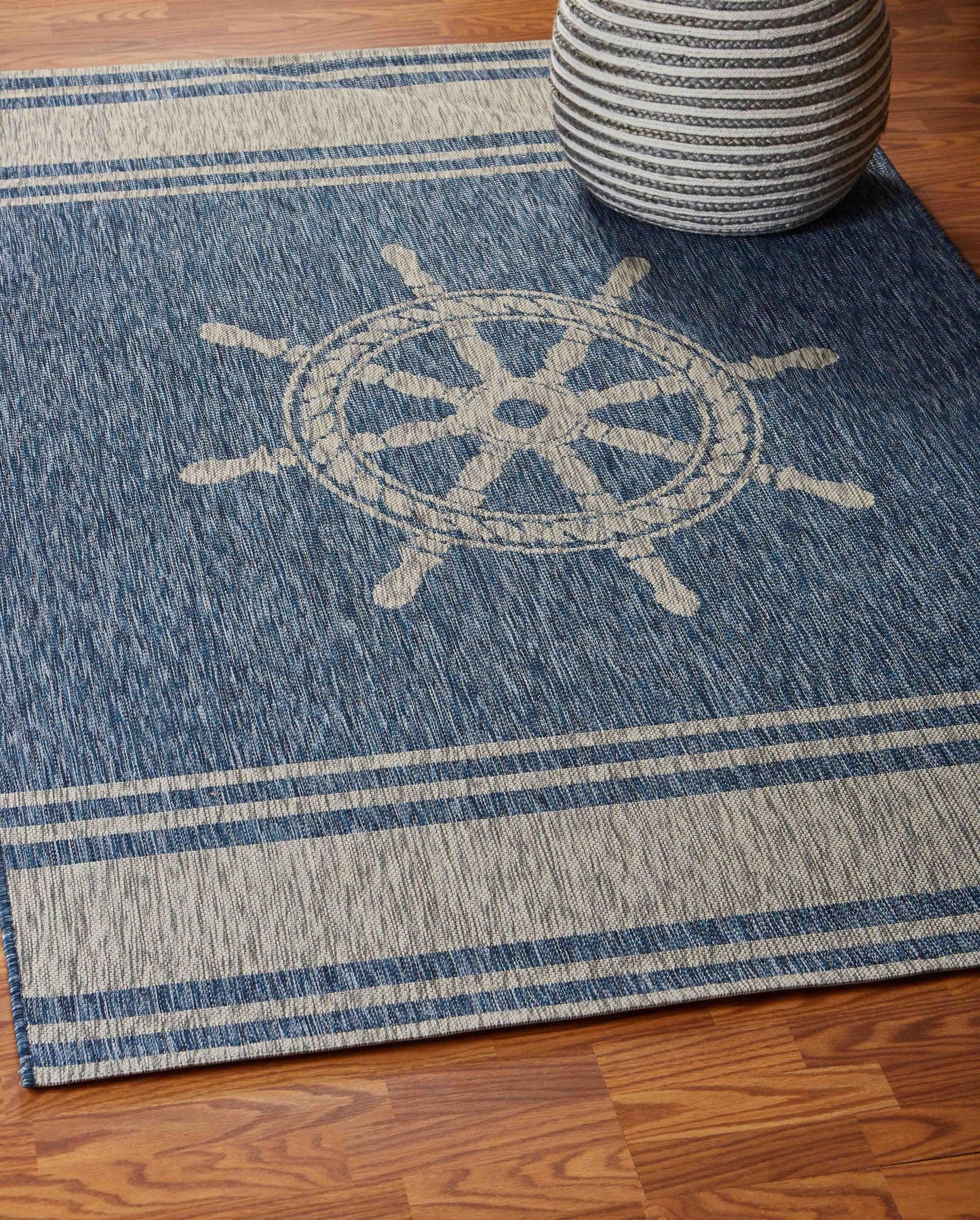 5' X 7' Blue And Gray Indoor Outdoor Area Rug - FurniFindUSA