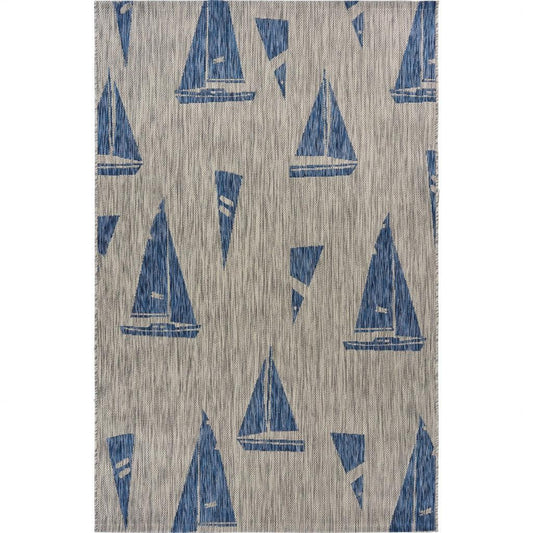 5' X 7' Gray Indoor Outdoor Area Rug - FurniFindUSA