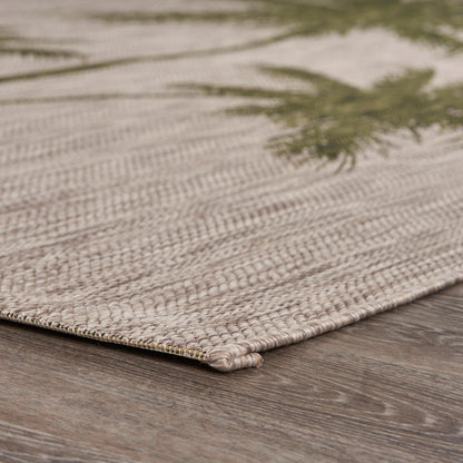 5' X 7' Beige Floral Indoor Outdoor Area Rug - FurniFindUSA