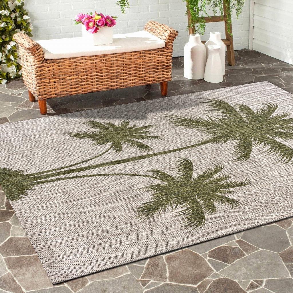 5' X 7' Beige Floral Indoor Outdoor Area Rug - FurniFindUSA