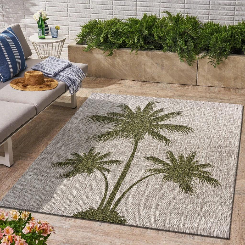 5' X 7' Beige Floral Indoor Outdoor Area Rug - FurniFindUSA