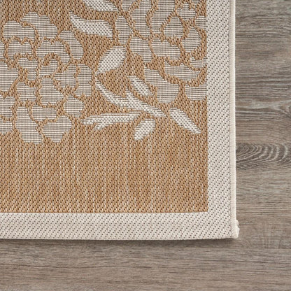 5' X 7' Beige Floral Indoor Outdoor Area Rug - FurniFindUSA