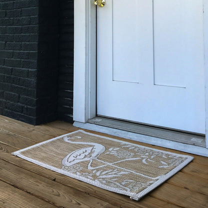 5' X 7' Beige Floral Indoor Outdoor Area Rug - FurniFindUSA