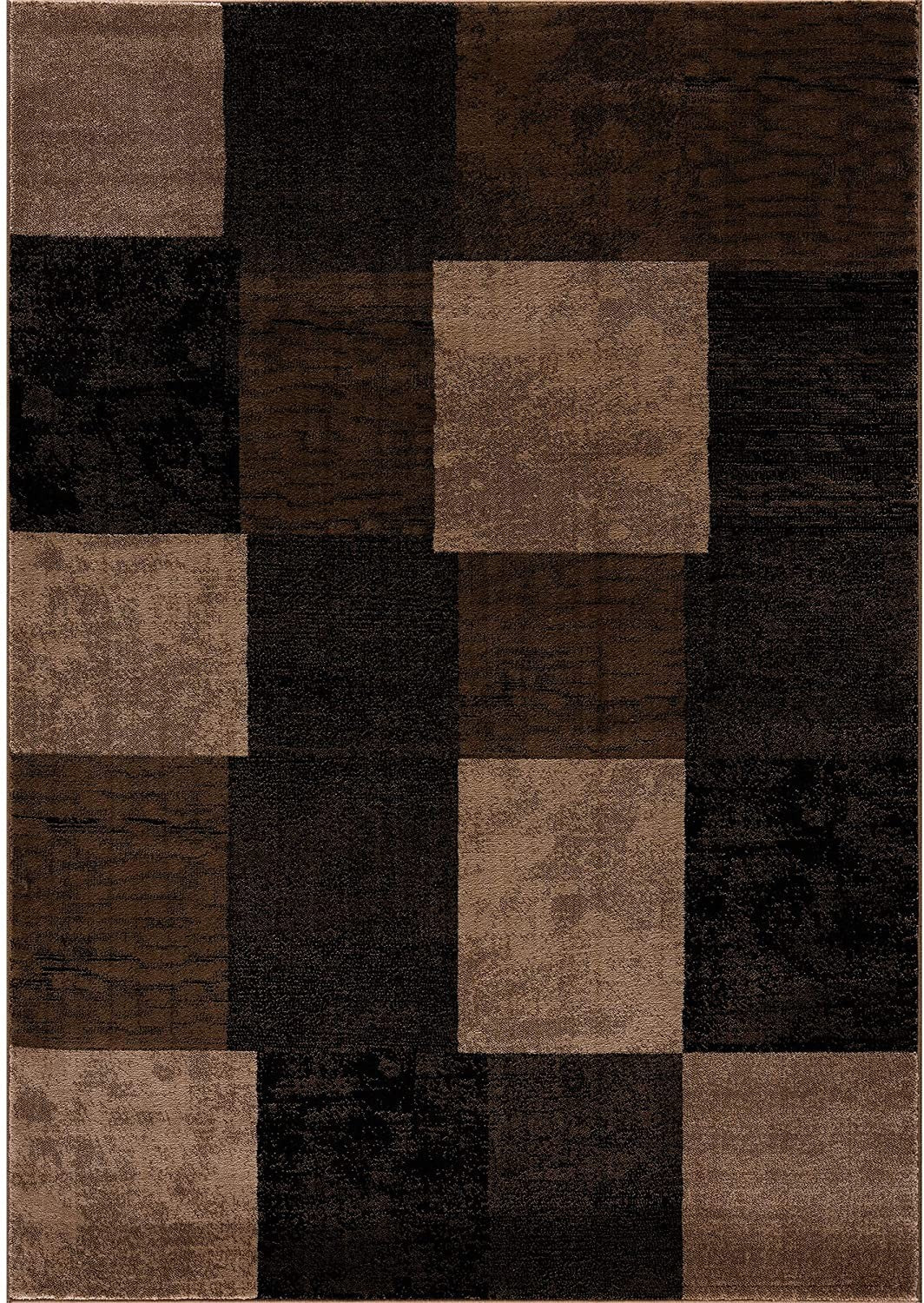 13' Runner Brown Checkered Power Loom Runner Rug