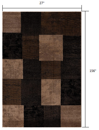 13' Runner Brown Checkered Power Loom Runner Rug