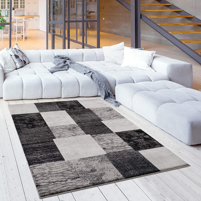 10' Gray Checkered Power Loom Runner Rug