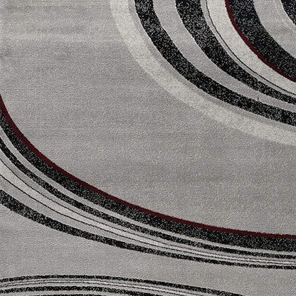 13' Runner Gray and Black Abstract Shag Power Loom Runner Rug - 27.0" (L) x 240.0" (W) x 0.6" (H)