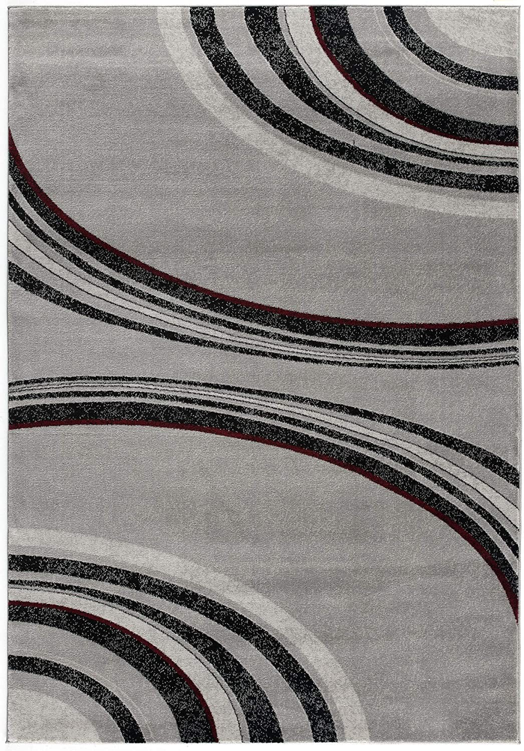 13' Runner Gray and Black Abstract Shag Power Loom Runner Rug - 27.0" (L) x 240.0" (W) x 0.6" (H)